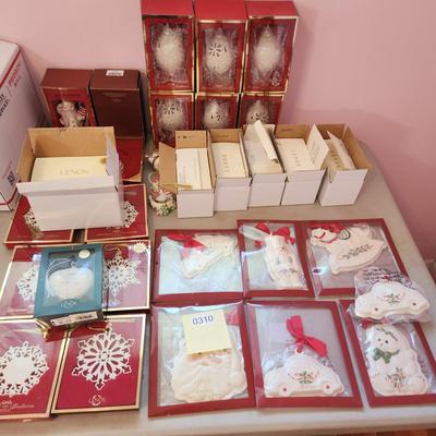 Large Lot of Lenox Christmas Tree ornaments Snowman Spires