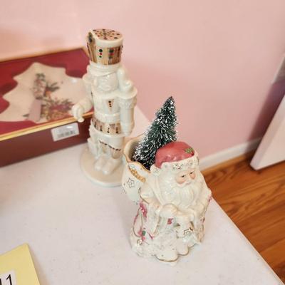 Lot of Lenox China Fall Christmas Table Decor Cups Vases, Dishes Plates Musical Jewelry Box