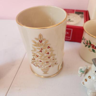 Lot of Lenox China Fall Christmas Table Decor Cups Vases, Dishes Plates Musical Jewelry Box