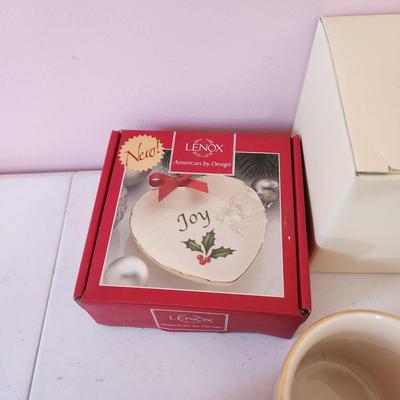 Lot of Lenox China Fall Christmas Table Decor Cups Vases, Dishes Plates Musical Jewelry Box