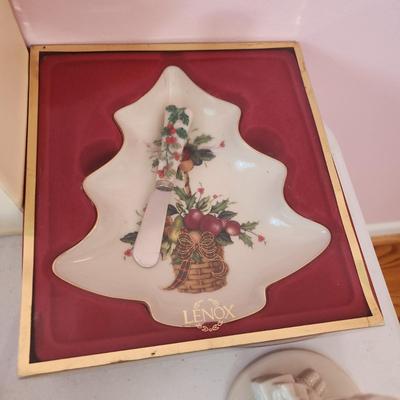 Lot of Lenox China Fall Christmas Table Decor Cups Vases, Dishes Plates Musical Jewelry Box