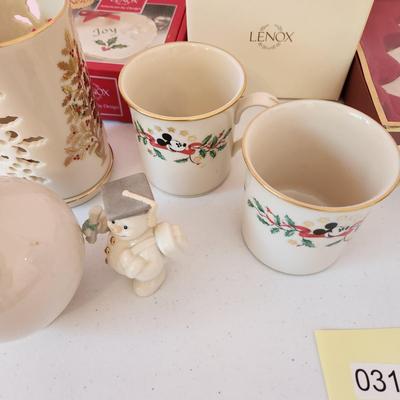 Lot of Lenox China Fall Christmas Table Decor Cups Vases, Dishes Plates Musical Jewelry Box