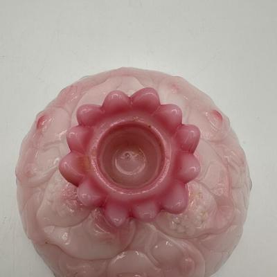 FENTON Pair of Rosalene Pink Water Lily Candle Holder