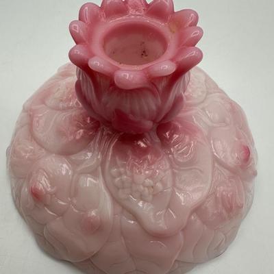FENTON Pair of Rosalene Pink Water Lily Candle Holder