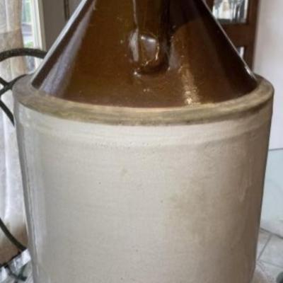 Vintage Large Pennsylvania Shield Stoneware 5-Gallon Jug Crock 19.50" Tall in VG Preowned Condition.