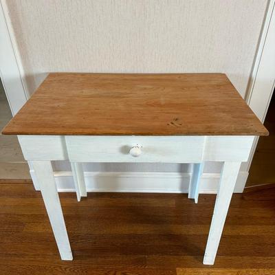 White Painted Wood One Drawer Accent Table