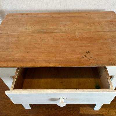White Painted Wood One Drawer Accent Table