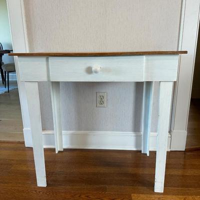 White Painted Wood One Drawer Accent Table