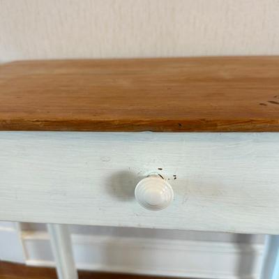 White Painted Wood One Drawer Accent Table