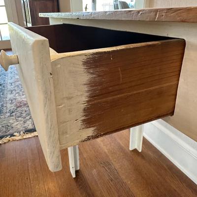 White Painted Wood One Drawer Accent Table