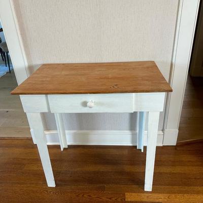 White Painted Wood One Drawer Accent Table
