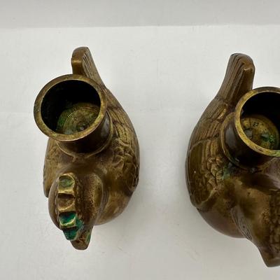 Fritz Brass Chicken Candlestick Holders (2)
