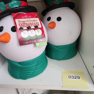 Lot of 2 Hallmark Singing Smiling Snowman Head