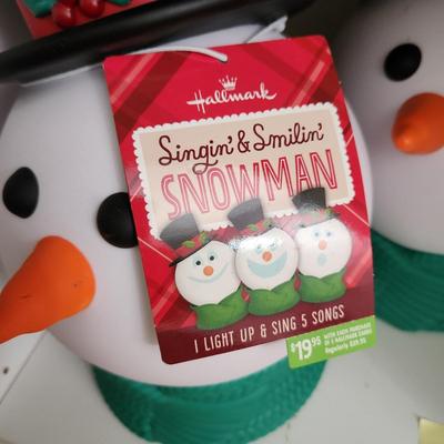 Lot of 2 Hallmark Singing Smiling Snowman Head