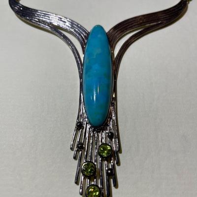 Jay King (DTR) Sterling Silver New Never Used Fashion Turquoise/Peridot Bead Necklace 18-20" Adjustable Preowned from an Estate....
