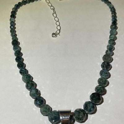 Jay King (DTR) Sterling Silver New Never Used Fashion Green Color Bead Necklace w/Sterling Pendant 18-20" Adjustable Preowned from...