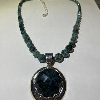 Jay King (DTR) Sterling Silver New Never Used Fashion Green Color Bead Necklace w/Sterling Pendant 18-20" Adjustable Preowned from...