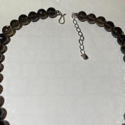 Jay King (DTR) Sterling Silver New Never Used Fashion Brown Quartz Bead 18"-20" Adjustable Necklace Preowned from an Estate....