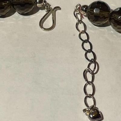 Jay King (DTR) Sterling Silver New Never Used Fashion Brown Quartz Bead 18"-20" Adjustable Necklace Preowned from an Estate....