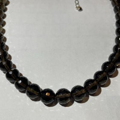 Jay King (DTR) Sterling Silver New Never Used Fashion Brown Quartz Bead 18"-20" Adjustable Necklace Preowned from an Estate....