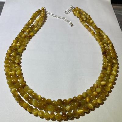 Jay King (DTR) Sterling Silver New Never Used Fashion Tiger's Eye 18"-20" Adjustable Triple Strand Necklace Preowned from...