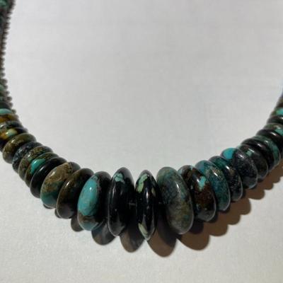 Jay King (DTR) Sterling Silver New Never Used Fashion Turquoise Disc 18"-20" Adjustable Necklace Preowned from an Estate....