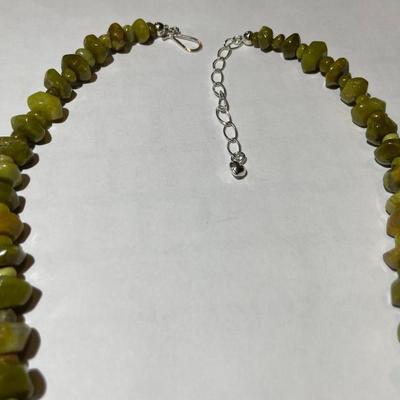 Jay King (DTR) Sterling Silver New Never Used Olive Green Color Bead 18"-20" Adjustable Necklace Preowned from an Estate....