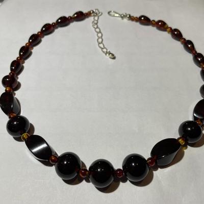 Jay King (DTR) Sterling Silver New Never Used Fashion Brownish/Rust Color Beads 18"-20" Adjustable Necklace Preowned from an...