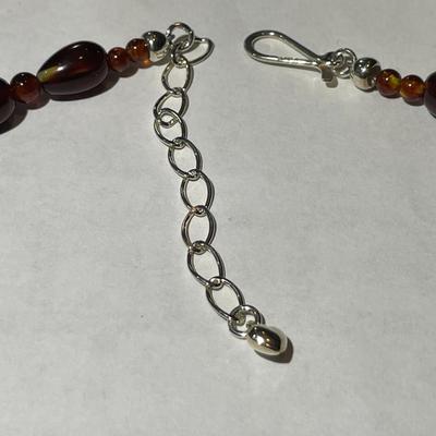 Jay King (DTR) Sterling Silver New Never Used Fashion Brownish/Rust Color Beads 18"-20" Adjustable Necklace Preowned from an...