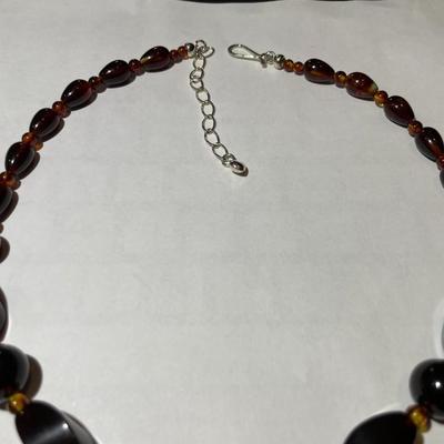 Jay King (DTR) Sterling Silver New Never Used Fashion Brownish/Rust Color Beads 18"-20" Adjustable Necklace Preowned from an...
