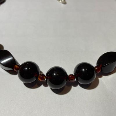 Jay King (DTR) Sterling Silver New Never Used Fashion Brownish/Rust Color Beads 18"-20" Adjustable Necklace Preowned from an...