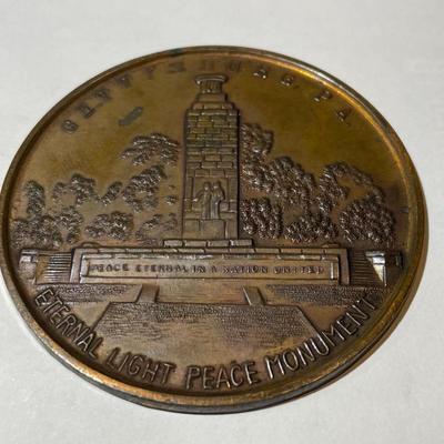 Large Vintage 3" Diameter Gettysburg/Lincoln Souvenir Commemorative Medal as Pictured.
