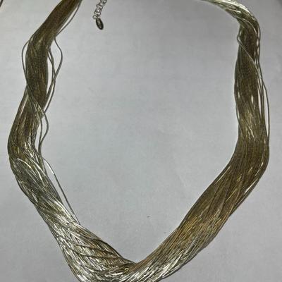 New Never Used Southwest Liquid Sterling Silver 40-Strand Chain Adjustable Necklace 20"-24" (Jewelry #58).