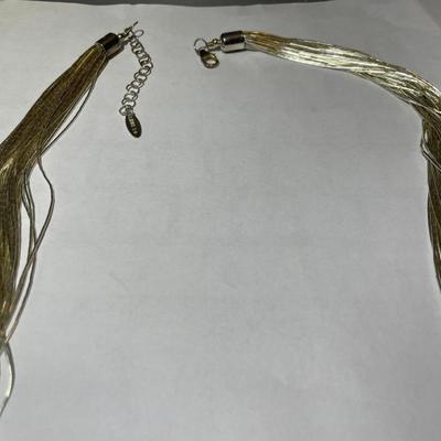 New Never Used Southwest Liquid Sterling Silver 40-Strand Chain Adjustable Necklace 20"-24" (Jewelry #58).