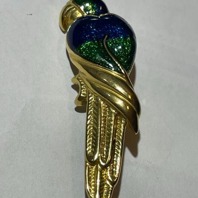 Vintage Parrot Fashion Enameled Gold-toned Pin Preowned from an Estate in Good Preowned Condition.