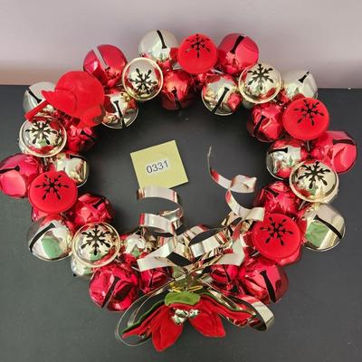 Christmas Door Wreath 18" Loaded with Jingle Bells
