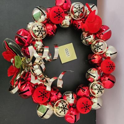 Christmas Door Wreath 18" Loaded with Jingle Bells