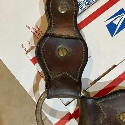 Antique/Vintage Horse Tooled Leather Bridle Breast Collar with Screwed Silver-tone Applications & w/Double Buckle Preowned from an...