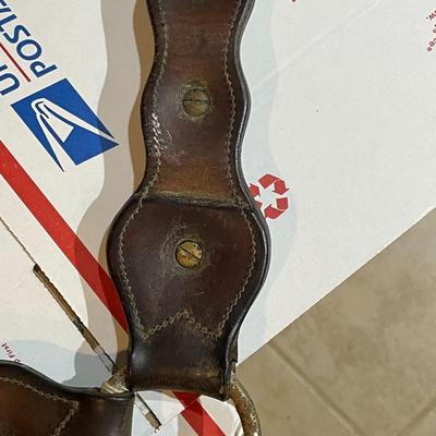 Antique/Vintage Horse Tooled Leather Bridle Breast Collar with Screwed Silver-tone Applications & w/Double Buckle Preowned from an...
