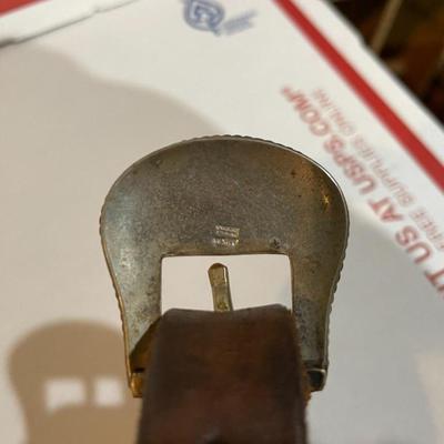 Antique/Vintage Horse Tooled Leather Bridle Breast Collar with Screwed Sterling Silver Overlaid Mexico Applications & w/Double Buckle