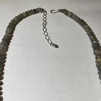 Jay King (DTR) Sterling Silver New Never Used Fashion Gray Iridescent Bead 18"-20" Adjustable Necklace Preowned from an Estate....