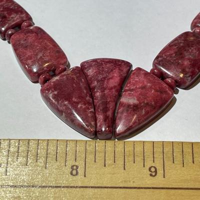 Jay King (DTR) Sterling Silver New Never Used Fashion Red Rhodonite Bead 19"-23" Adjustable Necklace Preowned from an Estate....