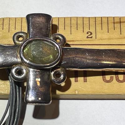 Sterling Silver Huge Cross Made in Israel on a 17" Multi Gray Strand Necklace Preowned from an Estate. (Jewelry Piece #71).