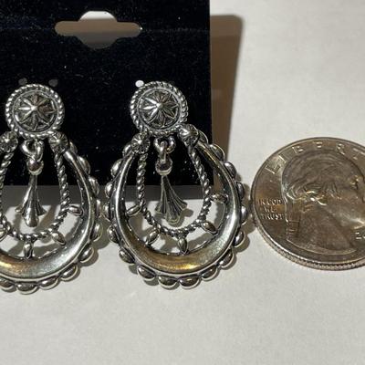 New Never Used Carolyn Pollack Sterling Silver .925 Dangling Style Stud w/Post Back Earrings as Pictured. (Jewelry #72).