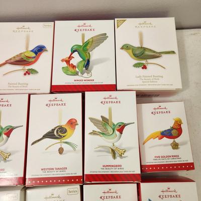 Lot of 17 Hallmark Keepsake Christmas Tree Birds ornaments
