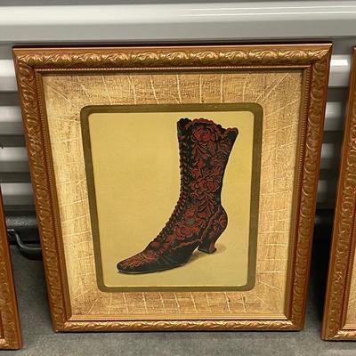 Three pieces-19 x 15 each- Framed Bombay Fashion Shoes “Stephanie Hoppen Collection”