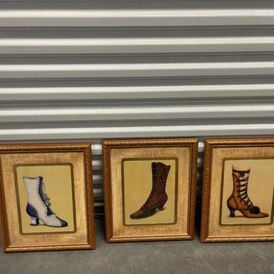 Three pieces-19 x 15 each- Framed Bombay Fashion Shoes “Stephanie Hoppen Collection”