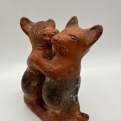 Vintage Dancing Dogs Mexican Pottery Folk Art 6"