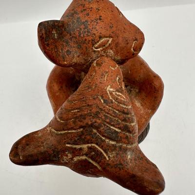 Vintage Dancing Dogs Mexican Pottery Folk Art 6"