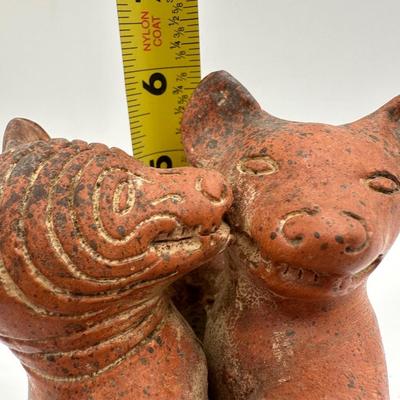 Vintage Dancing Dogs Mexican Pottery Folk Art 6"
